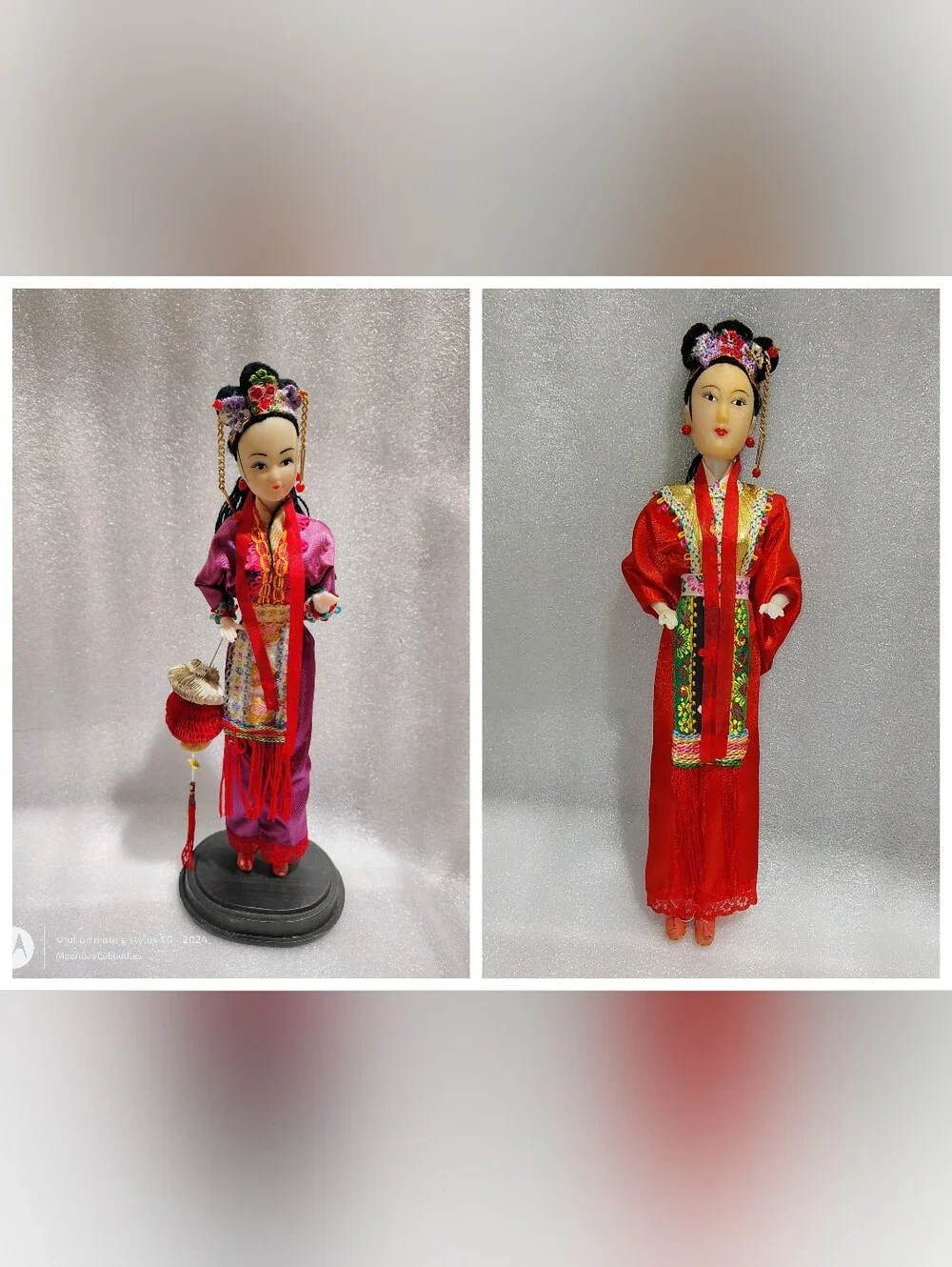 Beautiful Pair of Vintage Chinese Traditional Costume Collector Dolls